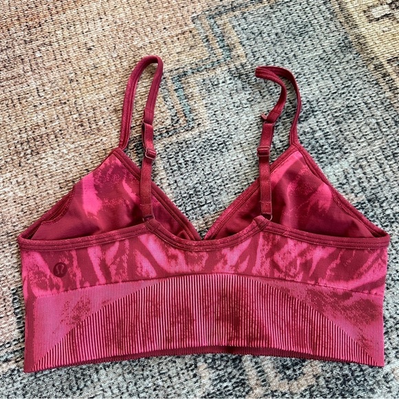 Lululemon Athletica Pink Red Tie Dye Sports Bra sz 10 - Picture 4 of 7